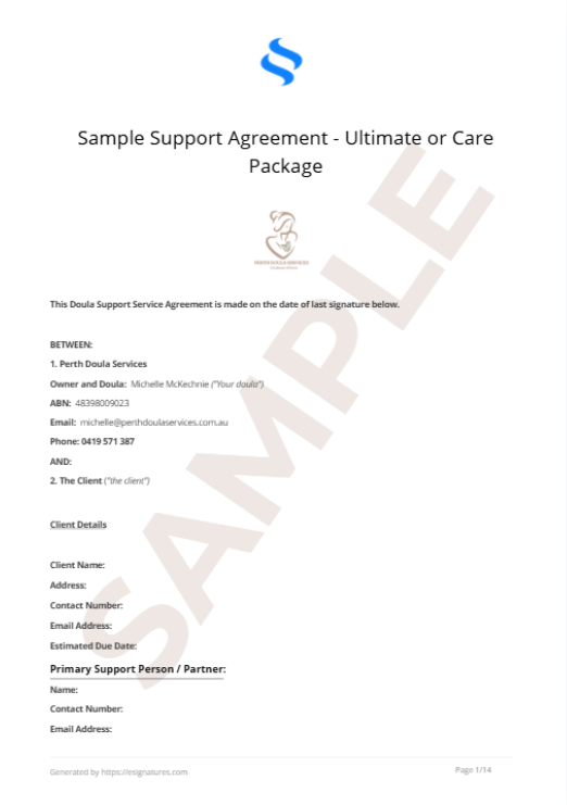 Birth Doula Agreement Sample<br />
Contract